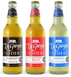Bottles of Ty Gwyn Cider